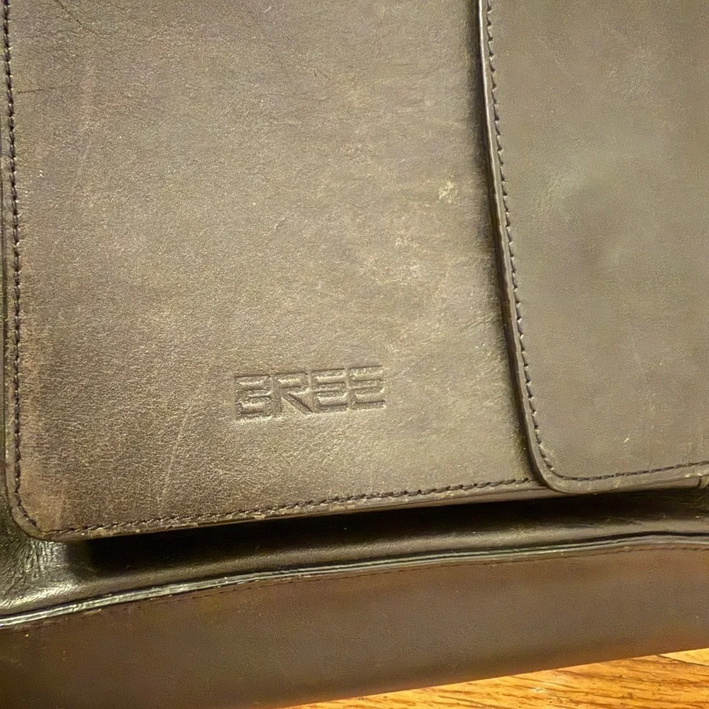 BREE BLACK LEATHER MESSENGER BAG EUC VINTAGE